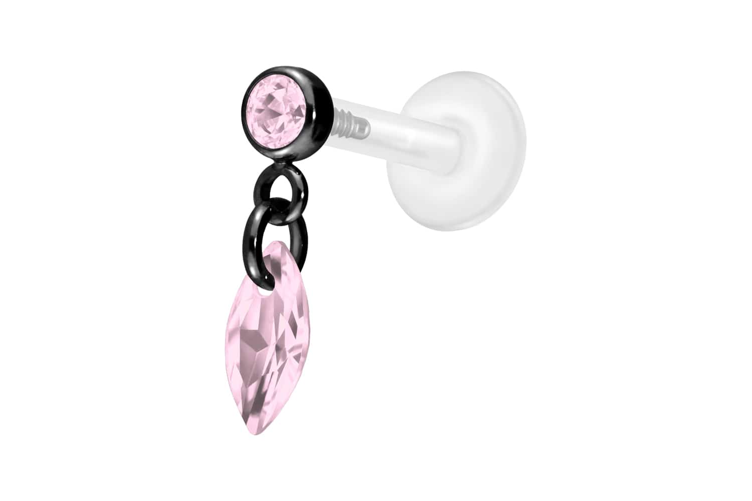 PTFE Labret Piercing mit Innengewinde + Titan-Aufsatz KRISTALLOVAL